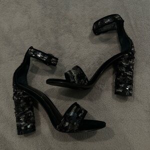 Kendall & Kylie Black Sequin Heels